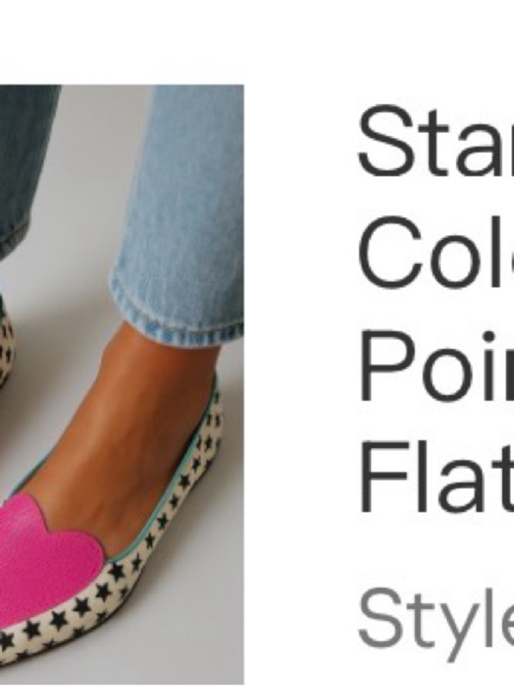 Aimee Kestenberg Pink Heart Pointed Toe Star-Trim Flat